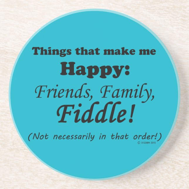 Posavasos De Arenisca Fiddle Me Hace Feliz (Frente)