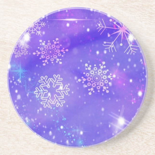 Posavasos De Arenisca Fiesta de Navidades de Estrellas de Snowflake Purp (Frente)