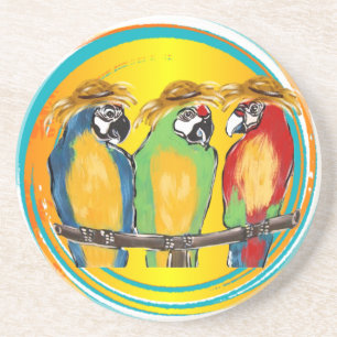 POSAVASOS DE ARENISCA FIESTA PARROTS
