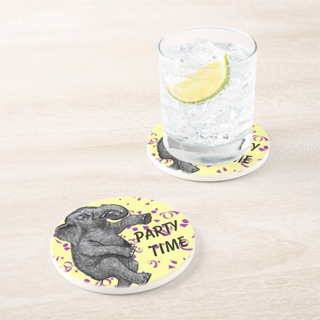 Posavasos De Arenisca Fiesta Time Dancing Elephant Coasters (Lado)