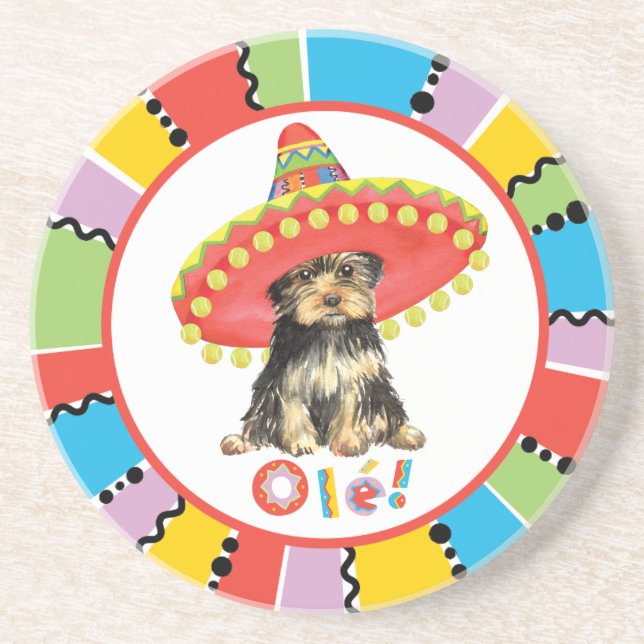 Posavasos De Arenisca Fiesta Yorkie (Frente)