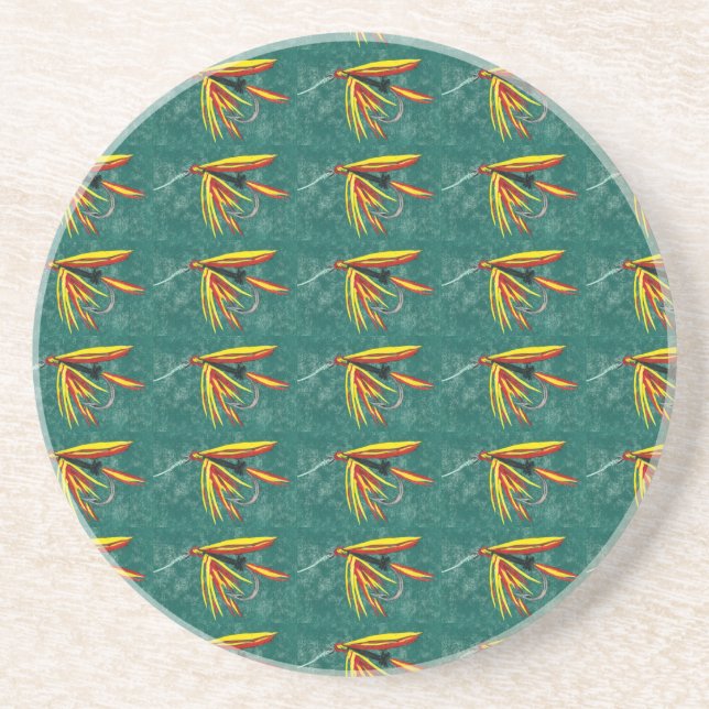 Posavasos De Arenisca "Firecracker" Wed Fly Pattern Fly Coaster (Frente)
