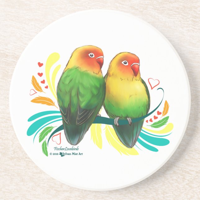 Posavasos De Arenisca Fischer Lovebirds (Frente)
