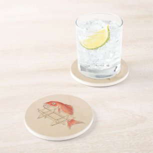 Posavasos De Arenisca Fish vintage japonés divertido Yokai