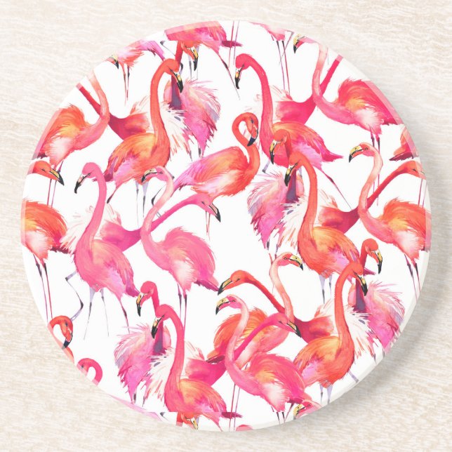 Posavasos De Arenisca Flamencos de la acuarela en acuarelas (Frente)