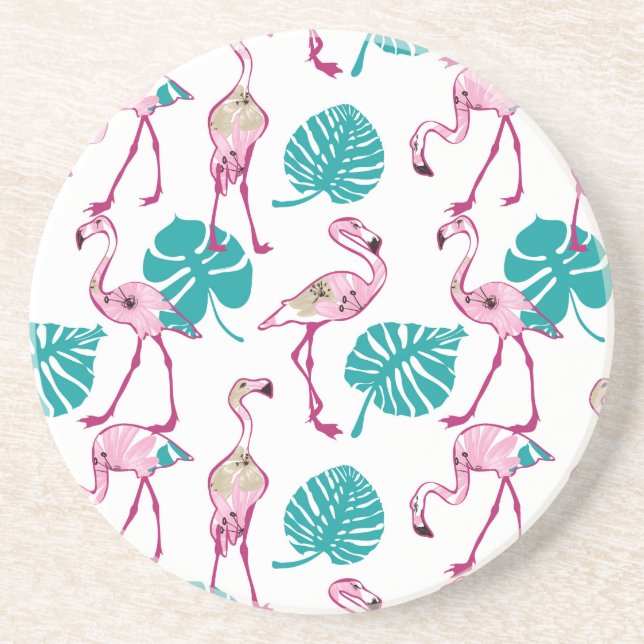 Posavasos De Arenisca Flamencos rosados (Frente)