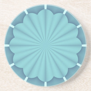 Posavasos De Arenisca Flor Abstracta Metálica Azul