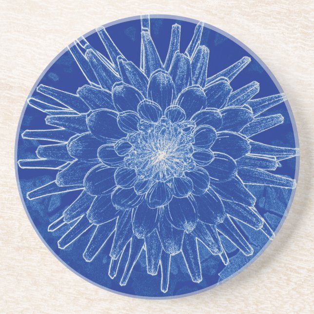 Posavasos De Arenisca flor azul (Frente)