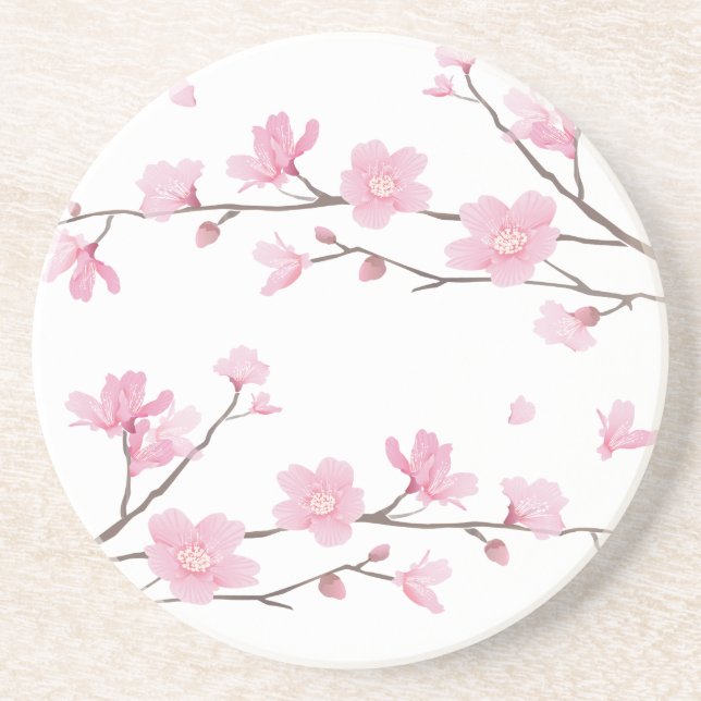 Posavasos De Arenisca Flor de cerezo - Transparente-Fondo (Frente)