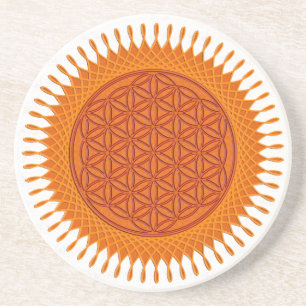 Posavasos De Arenisca Flor de diseño vivo / soleado