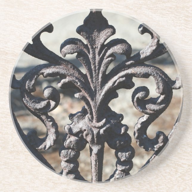 Posavasos De Arenisca Flor de lis del hierro (Frente)