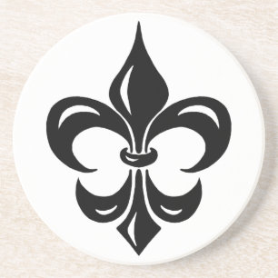 Posavasos De Arenisca Flor de lis - en negro