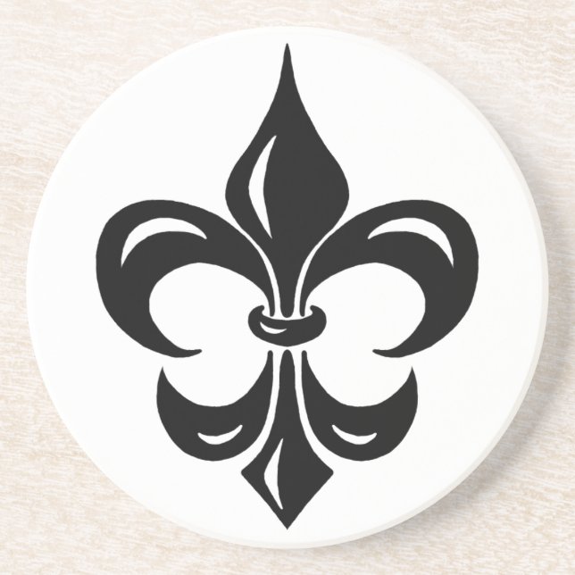 Posavasos De Arenisca Flor de lis - en negro (Frente)