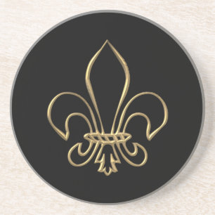 Posavasos De Arenisca Flor de lis "tridimensional" de oro