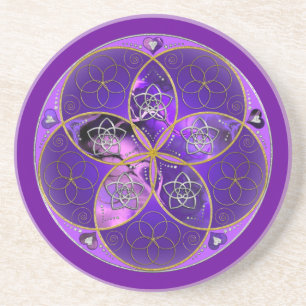 Posavasos De Arenisca Flor de Venus del rosa violeta del fineART del