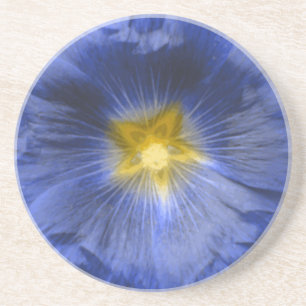 Posavasos De Arenisca Flor Hollyhock Hermosas Alas Azules