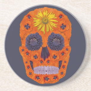Posavasos De Arenisca Flor Skull 1