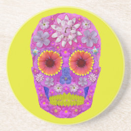 Posavasos De Arenisca Flor Skull 2