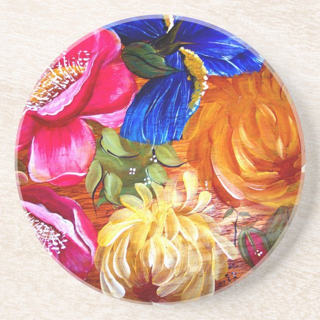 Posavasos De Arenisca Floral (Frente)