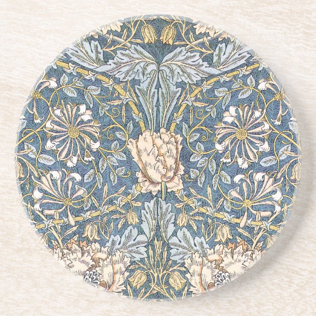 Posavasos De Arenisca Floral azul de William Morris (Frente)