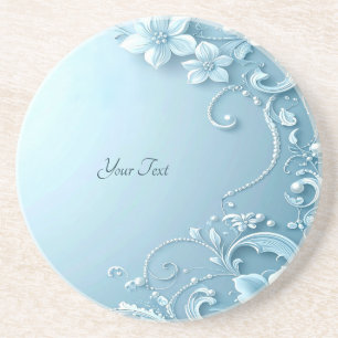 Posavasos de arenisca floral decorativa azul