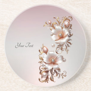 Posavasos de arenisca floral rosa decorativo