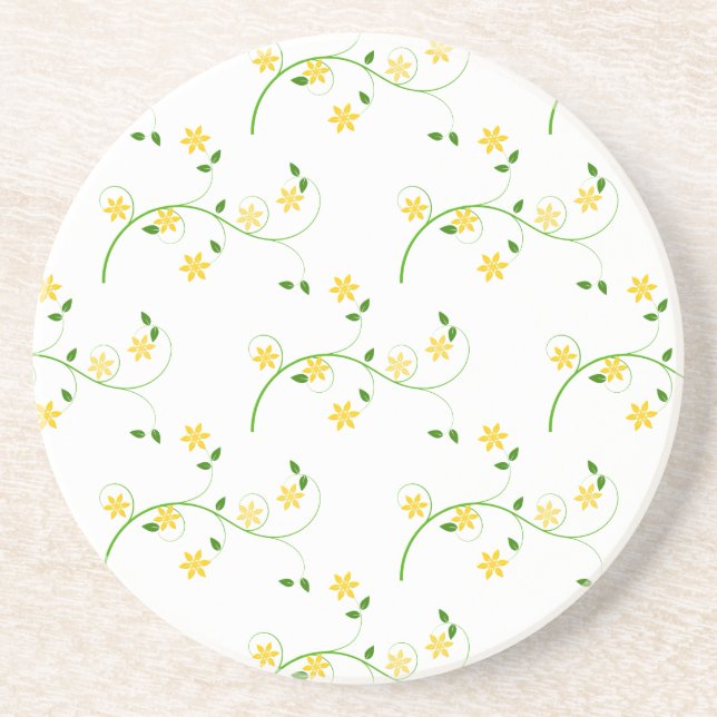Posavasos De Arenisca Florecimiento y flores (Frente)