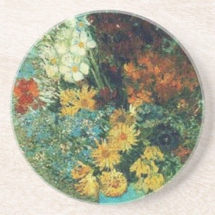 Posavasos De Arenisca Florero con las margaritas y las anémonas
