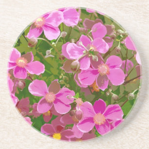 Posavasos De Arenisca Flores anémicas japonesas rosadas