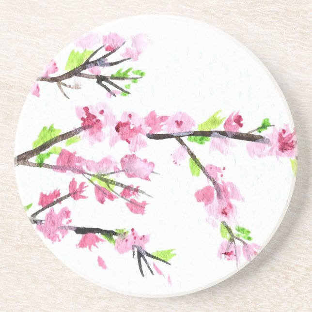 Posavasos De Arenisca Flores de cerezo (Frente)