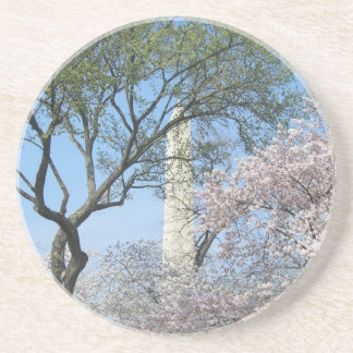 Posavasos De Arenisca Flores de cerezo y el monumento de Washington en D