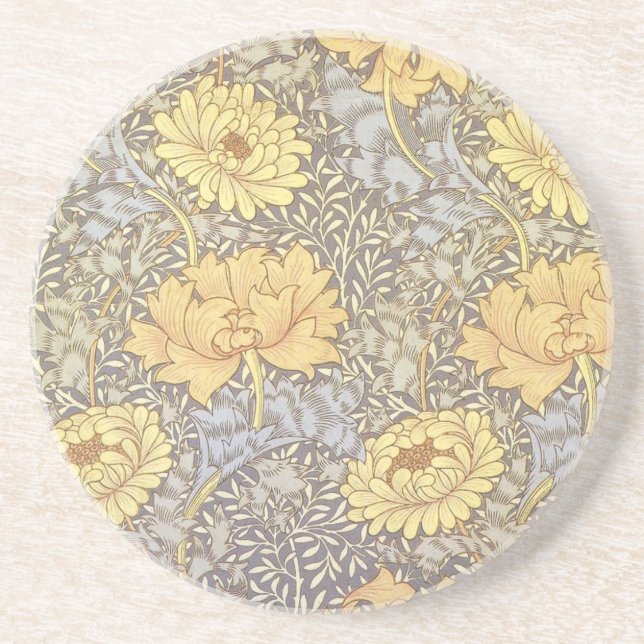 Posavasos De Arenisca Flores de crisantemo de William Morris (Frente)