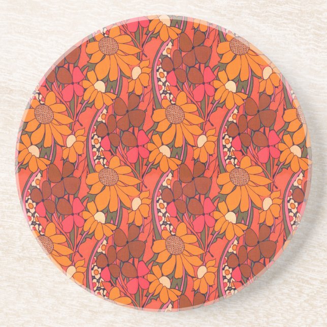 Posavasos De Arenisca Flores de Falln Groovy (Frente)