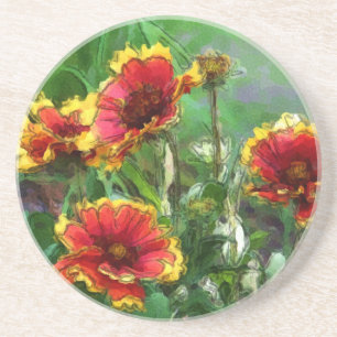 Posavasos De Arenisca Flores de manta coloridas Monstruo de pintura foto
