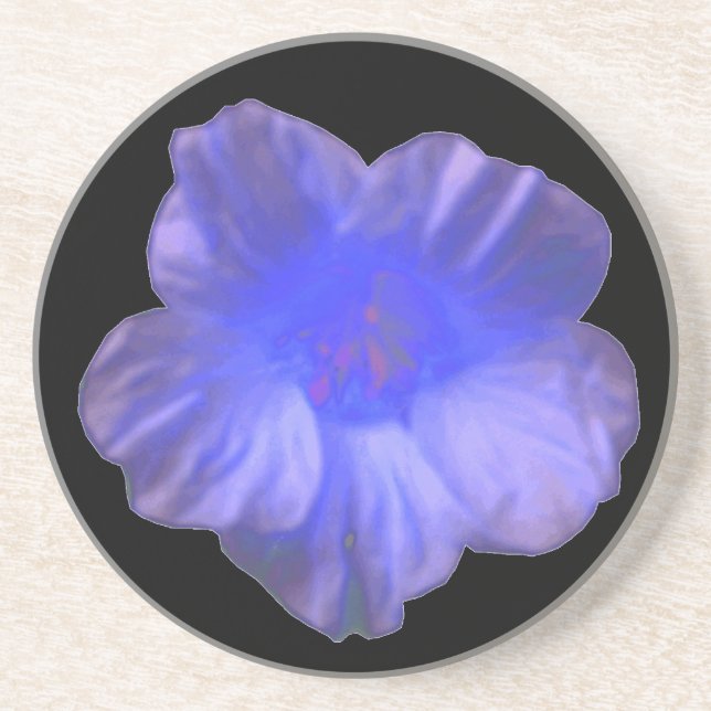 Posavasos De Arenisca Flores de Nasturtio Azul (Frente)
