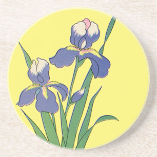 Posavasos De Arenisca Flores Iris de Jardín de Primavera Floral Vintage