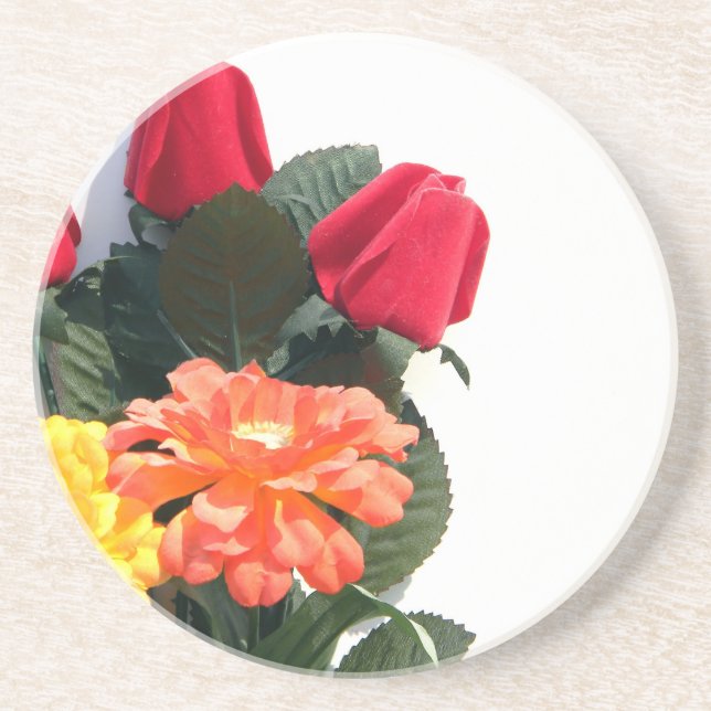 Posavasos De Arenisca Flores multicolores (Frente)