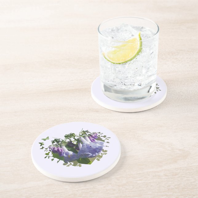 Posavasos De Arenisca Flores silvestres de Virginia Bluebells (Lado)