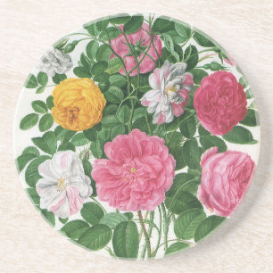 Posavasos De Arenisca Flores Vintage en Flor, Rosas de Jardín de Primave