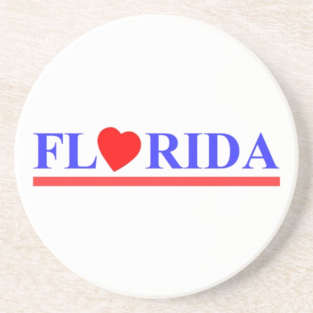 Posavasos De Arenisca Florida corazón rojo (Frente)