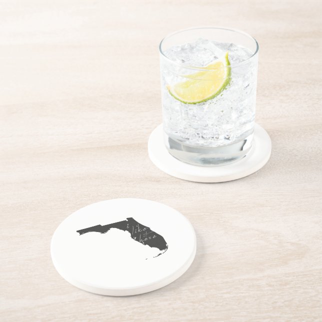 Posavasos De Arenisca Florida Me Gusta Aquí Silhouette Black (Lado)