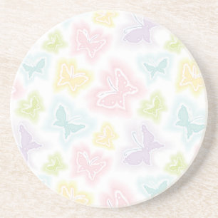 Posavasos De Arenisca Fondo con las mariposas en acuarela