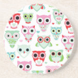 Posavasos De Arenisca fondo de búho color polvo pastel<br><div class="desc">patrón de fondo de búho color pastel sin soldadura para niños en vector © y ® Bigstock® - Todos los derechos reservados.</div>