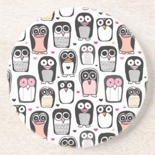 Posavasos De Arenisca fondo del ilustracion del pájaro del pingüino