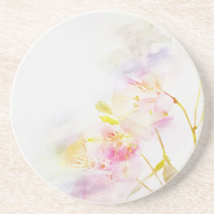 Posavasos De Arenisca fondo floral con las flores de la acuarela