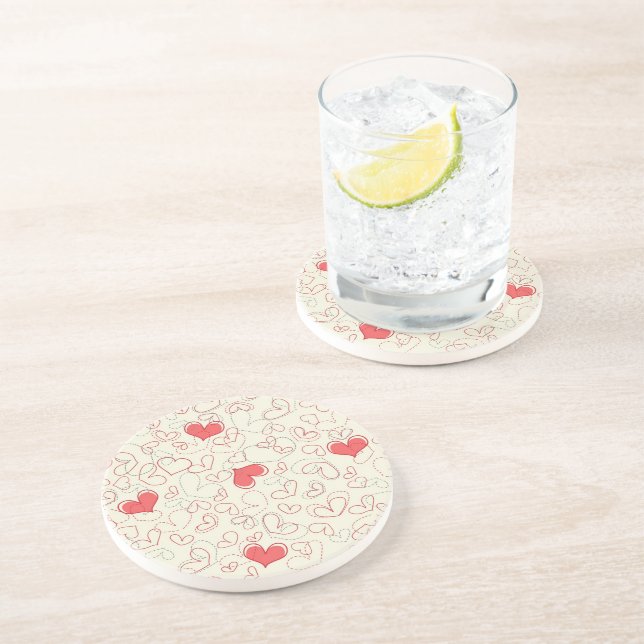 Posavasos De Arenisca Fondo lindo de los corazones (Lado)