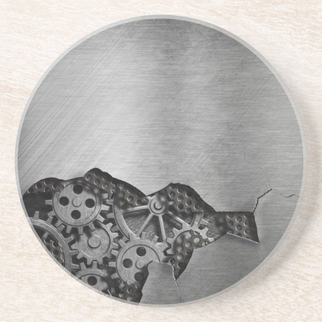 Posavasos De Arenisca Fondo metalizado con daño mecánico (Frente)