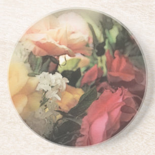 Posavasos De Arenisca fondo vibrante del vintage floral del arte con