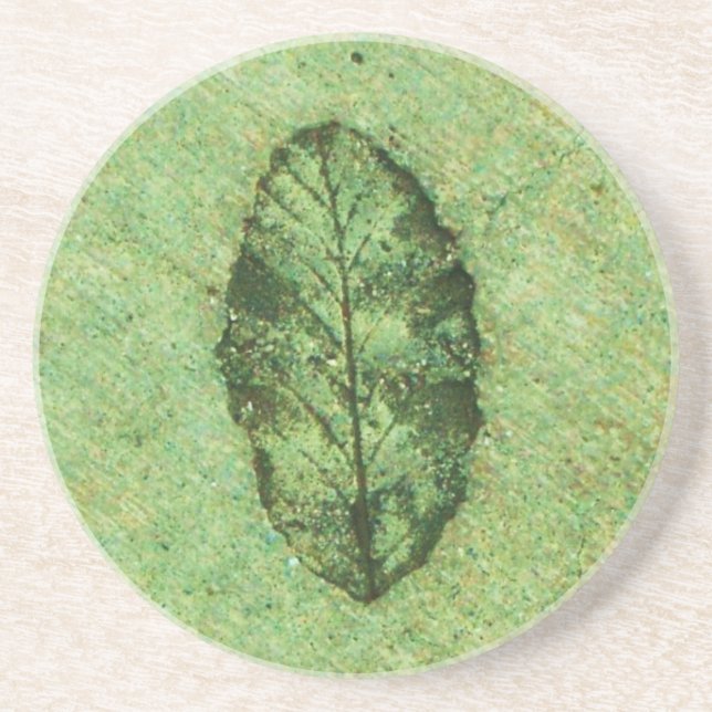 Posavasos De Arenisca Fósil de hoja verde (Frente)