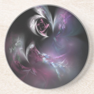 Posavasos De Arenisca Fractal color de rosa rosado bonito
